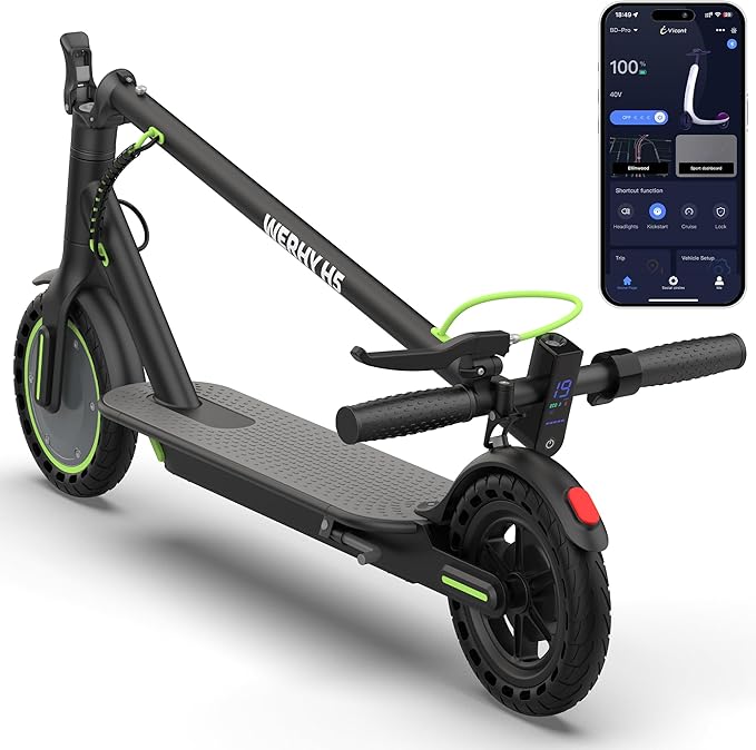 Electric Scooter, 350W/500W Powerful Motor, 19/22 MPH Max Speed, 15/21/28 Miles Range, with 8.5"/10" Solid Tires, Lightweight Foldable Kick Scooter with Dual Braking Systems, Smart APP, Cruise Control