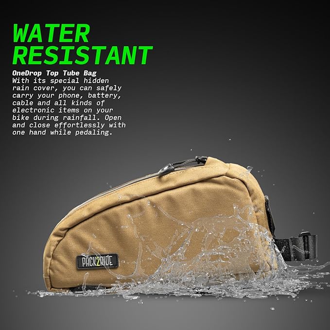 Onedrop Bike Frame Bag - Water Resistant Top Tube Bike Bag with Durable Cordura Fabric, Front Bicycle Storage & Bikepacking Pouch, Cycling Accessories for Biking Travel (Coyote)