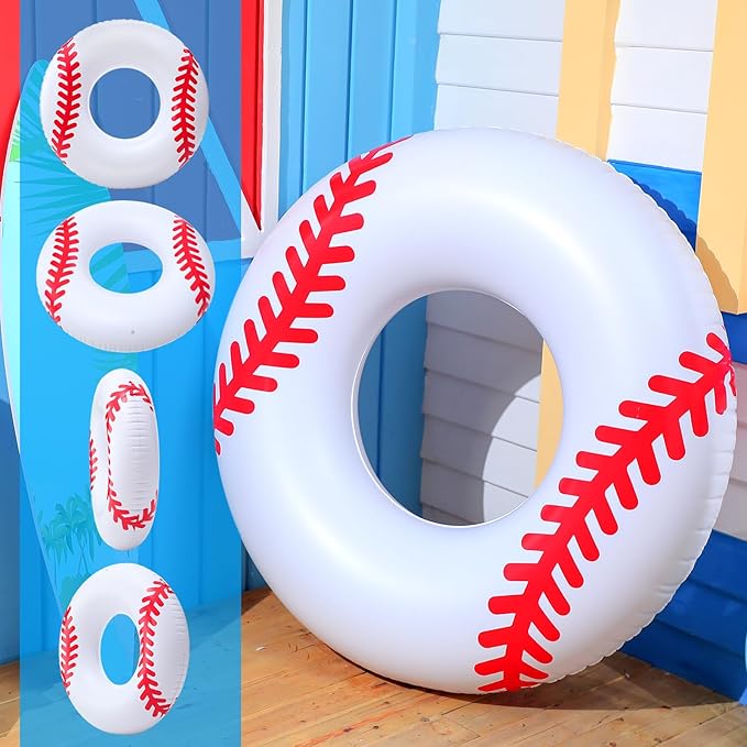 ShinyRelief 2 Pcs Footabll Baseball Soccer Basketball Sport Inflatable Pool Ring Floats Ring Adult Size Inflatable Floats Swimming Pool Tubes Beach Sports Party Lake Use Summer