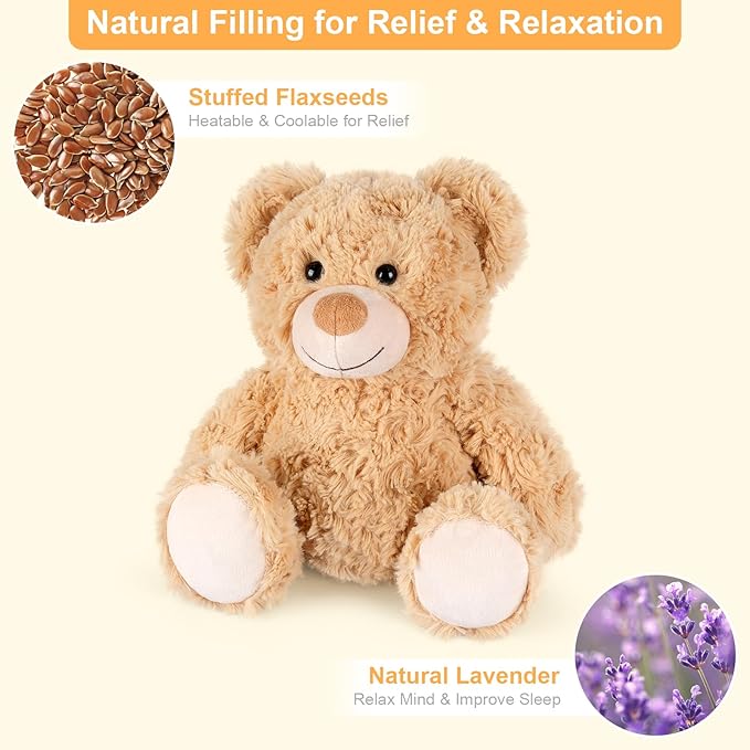 Teddy Bear Stuffed Animals, Microwavable Stuffed Animal Heating Pads for Heat Therapy, Stress Relief Toy for Anxiety, Cuddle, Companion, Bear Plush Gifts for Girls Boys Adults