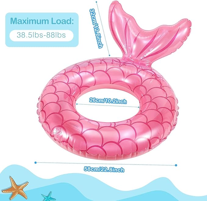 MoKo Inflatable Swimming Ring, Cute Pool Float Tube Decorations Swim Tubes Outdoor Pool Beach Water Floats Party Supplies Floaties