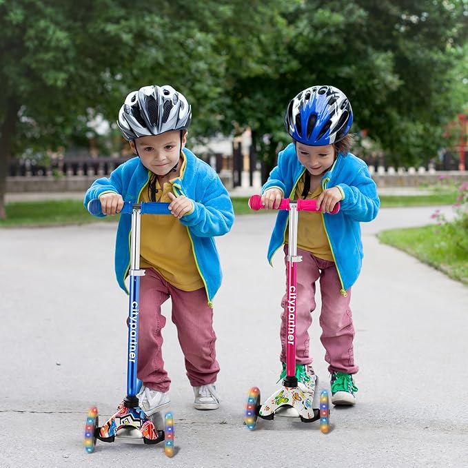 Kids Scooter, Children and Toddler 3 Wheel Kick Scooter for Boys & Girls Ages 2-5, LED Lighted Wheels and 3 Adjustable Height Handlebars, Lean-to-Steer