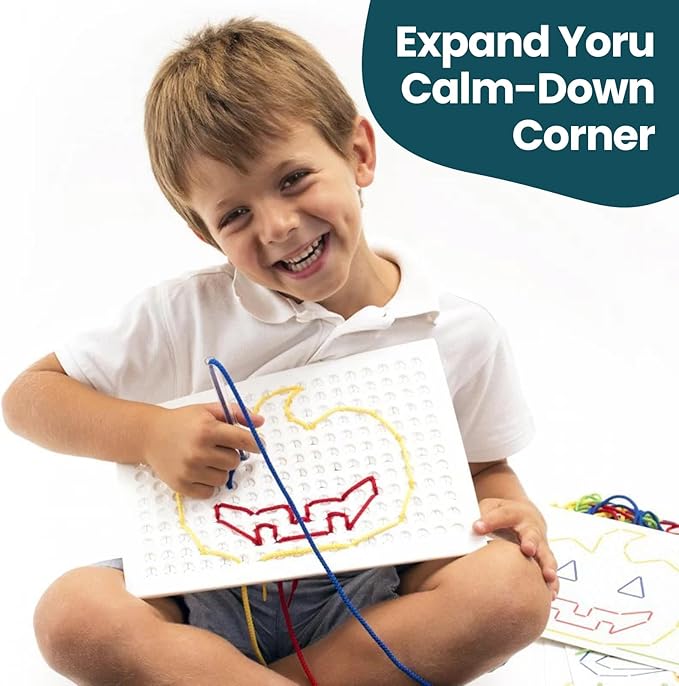 SENSORY4U Threading Sensory Activity Board – 3-Pack Fidget Toys for Kids and Toddlers – Fine Motor Skill Montessori Toy – Travel-Friendly Creative Play for Preschool Boys and Girls