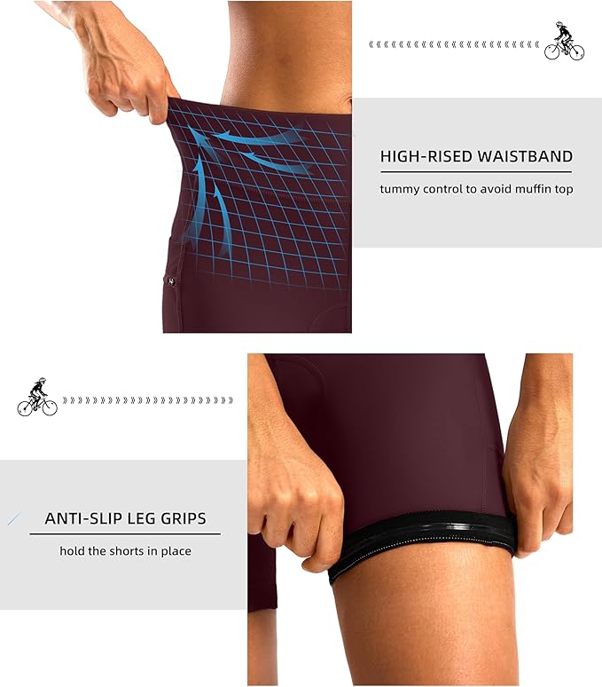 Women's 4D Padded Bike Shorts 5"/7" Riding Underwear Cycling Bicycle Road Biking Cycle Shorts for Women Zipper Pockets