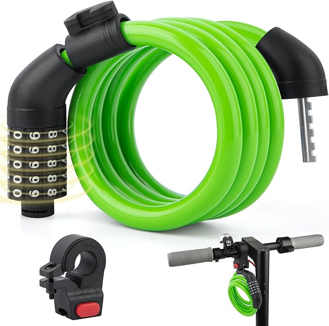E Scooter Lock, Bike Combination Cable Locks Compatible with Xiaomi M365/Max/GXL/Ninebot/Segway/Motor/Bicycle Lock 4 ft Long/0.472In Scooter Anti-Theft Ideal 4 Digit/12 Steel Cable
