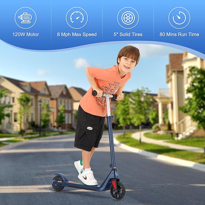 Caroma Electric Scooter for Kids Ages 6-14, 180W/150W Motor & 10 Mph, 85 Mins Ride Time, Adjustable Height & Speed, LED Display & Colorful Lights, Kids Electric Scooter, Best Gifts for Girls and Boy