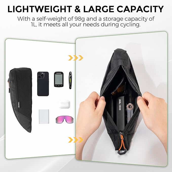 ROCKBROS Top Tube Bike Bag for Cycling, Bicycle Frame Bag for Bikepacking, Waterproof Bike Storage Bag, Cycling Accessories for Road Mountain Gravel Electric Bike (Khaki)