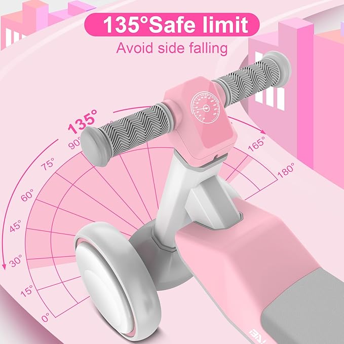 Baby Balance Bike for 1 Year Old Boys and Girls – Toddler First Bike with Colorful Lighting, 4 Wheels Safe Indoor Ride On Toy for 12-24 Months, First Birthday Gift