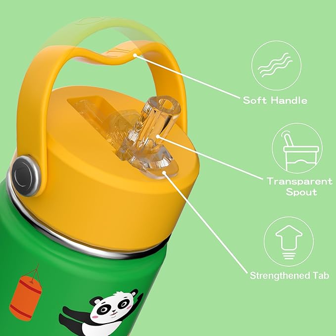 OISIZ Kids Water Bottle with Straw Lid 10oz, Vacuum Insulated 316 Stainless Steel Water Bottles for Kids for School, Leakproof Water Bottle, BPA Free and Keep Cold for 24 Hours