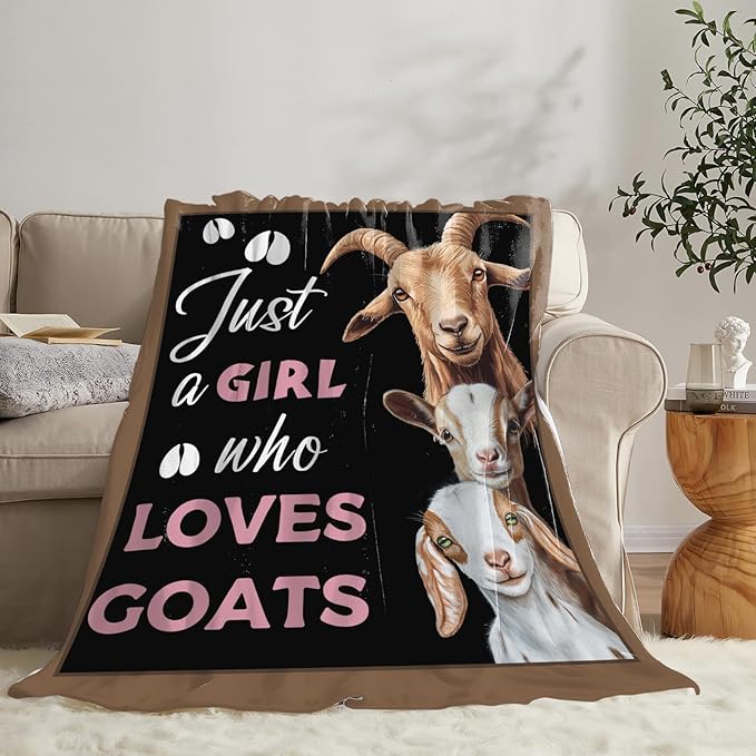 Goat Blanket for Girls Women Goats Gifts Lovers Throw Blankets Cozy Plush Fleece Animal Flannel Fuzzy for Couch Chair Bed 80"X60"