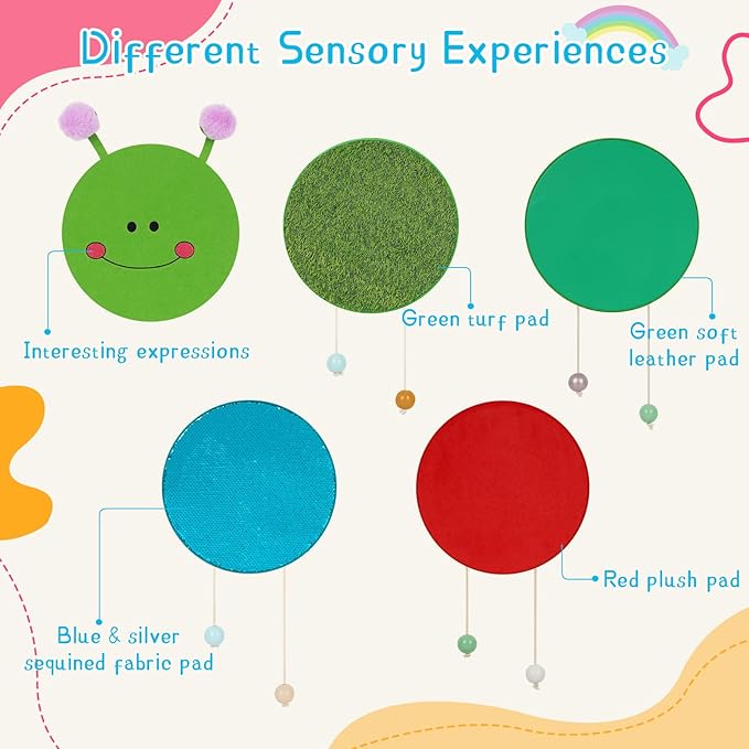 Sensory Wall Panel for Kids, Sensory Toys for Wall ＆ Floor, Sensory Mats for Autistic Children and Toddlers, Wall Busy Board Sensory Room Must Haves (Caterpillar)