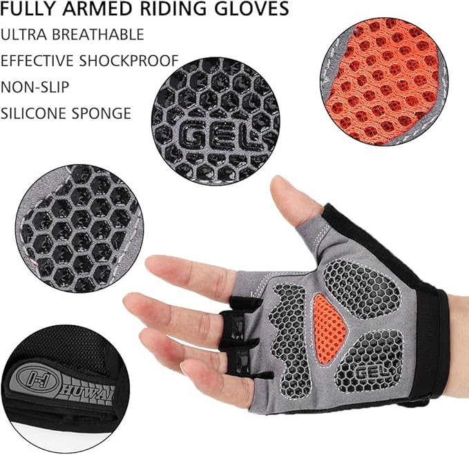 Accmor Cycling Gloves for Men Women, Bike Gloves Half Finger Road Bike MTB Gloves, Anti-Slip Shock-Absorbing Glove for Fitness Cycling Outdoor Sports