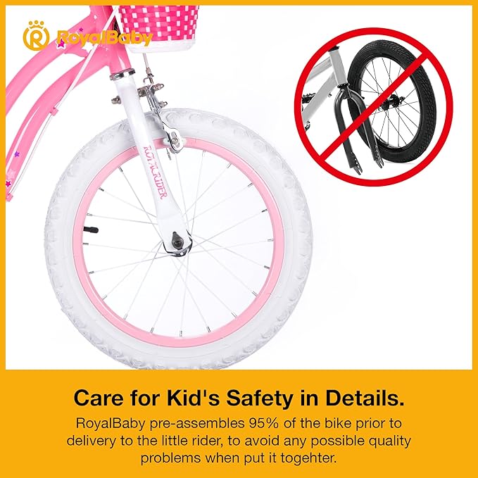 RoyalBaby Girls Bike Classic & EZ Kids Bike, Balance and Pedal Bicycle, 12 14 16 18 20 Inch Toddlers to Big Kids 3-10 Years