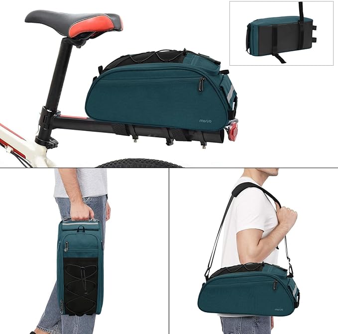 MOSISO Bike Rack Bag, Waterproof Bicycle Trunk Pannier Rear Seat Pouch Cycling Bike Carrier Backseat Storage Luggage Saddle Shoulder Bag