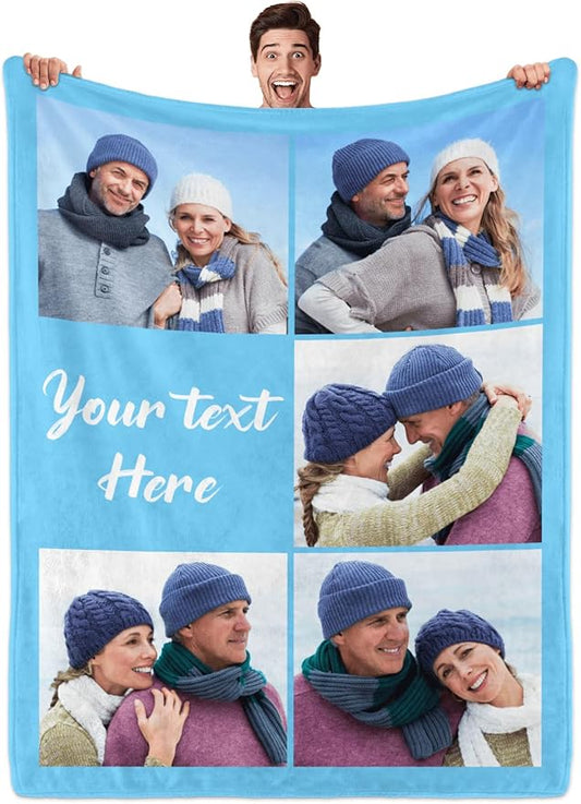 Custom Blanket with Photos, Personalized Blankets with Picture, I Love You Girlfriend Boyfriend Couples Gifts, for Birthday Christmas Women Men Adult Kids Mom Dad Wife Husband