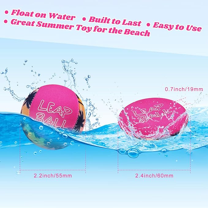 RYACO Leap Ball Water Skipping Pool Balls - 3 Pack Bouncing Beach for All Ages - Extreme Bathing Fun with Your Friends & Family at The Beach, Pool, River or Lake