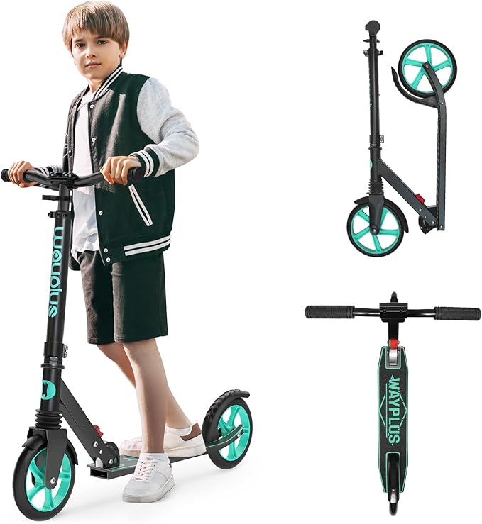 Kick Scooter for Ages 6+,Kid, Teens & Adults. Max Load 240 LBS. Foldable, Lightweight, 8IN Big Wheels for Kids, Teen and Adults, 4 Adjustable Levels. Bearing ABEC9