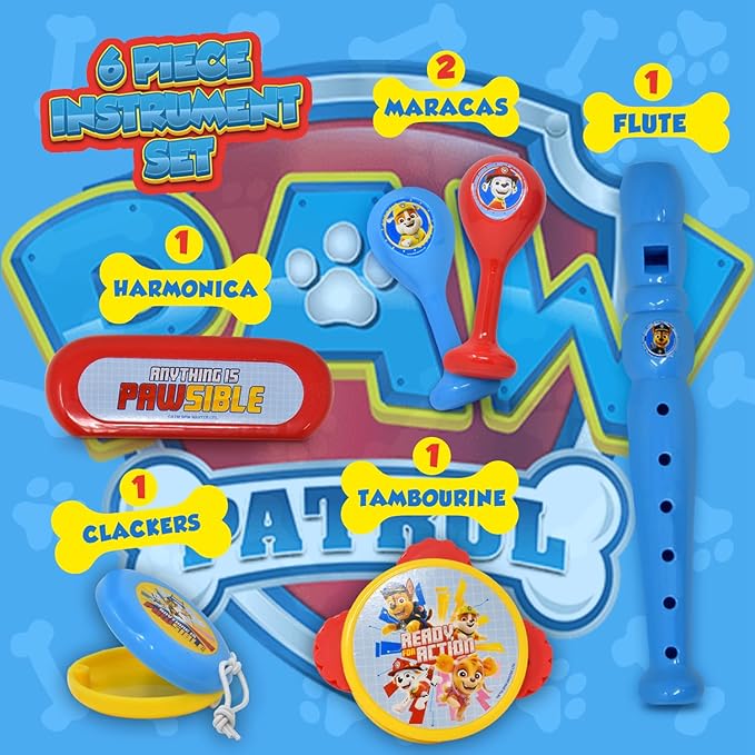 Paw Patrol Musical Instruments Toddlers Kids Music Toy Set Percussion Instrument Tambourine Maracas Recorder Flute for Children Preschool Education