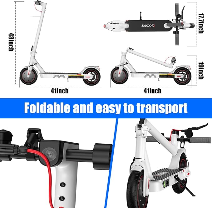 iScooter Electric Scooter for Adults, 23/18/12 Miles Long Range,22/19/18 Mph Top Speed, Commuting Electric Scooter with Cruise Control, Double Braking Systems Escooter for Adults and Teens