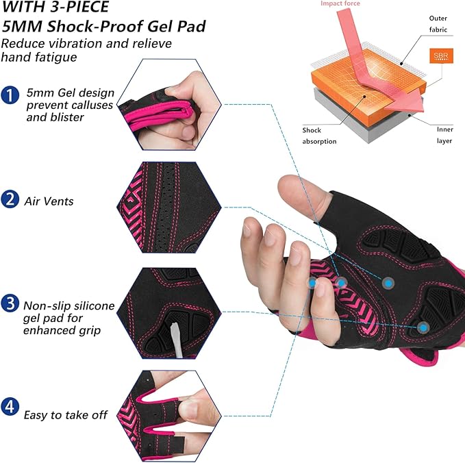 MOREOK Cycling Gloves Bike Gloves for Men/Women-[5MM Gel Pad] Half Finger Bicycle Biking Gloves for Cycling/Weight Lifting/Gym/Motorcycle/Outdoor Sports