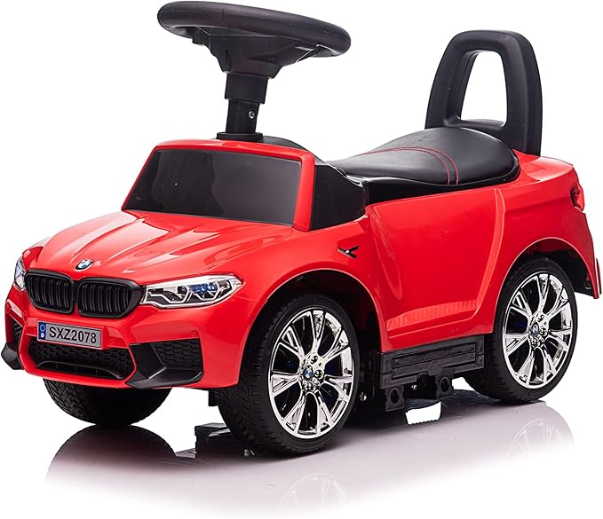 Best Ride On Cars BMW 4 in 1 Battery Powered Push Car, Red, Large