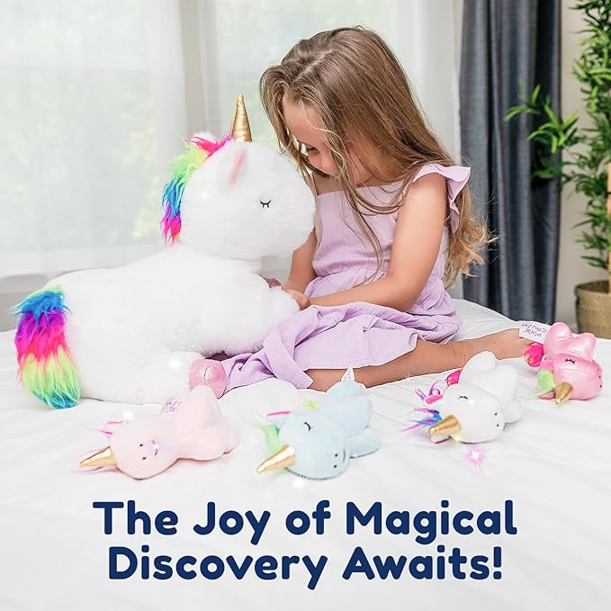 PixieCrush Unicorn Stuffed Animals for Girls, Set of 5 - Mommy with Babies - Magical Giant Stuffed Animal - Enchanting Unicorn with Babies Set - Plush Animals for Kids