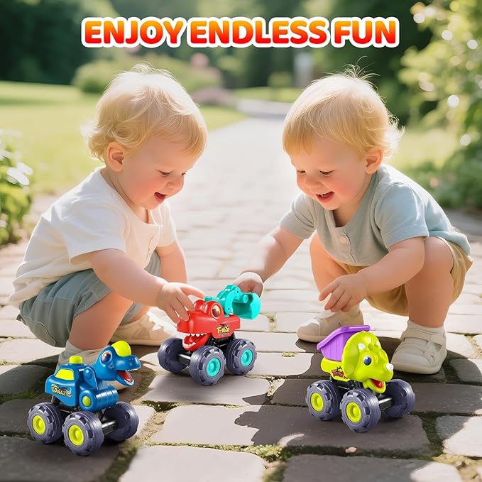 OCATO Dinosaur Monster Trucks for Toddlers 2-4 Years Kids Toy Boys 3-5, Dinosaur Toys for Kids 2 3 4 5 Year Old Boy Girl Birthday Gift Xmas Stocking Stuffers Baby Toddler Boy Toys Gifts Age 2 3 4