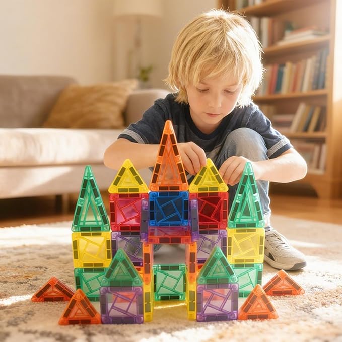 Mini Magnetic Tiles, Travel Toddler Toys Set, 36PCS Magnetic Building Blocks, Portable STEM Kids Toys for 3-8 Years Old Boys Girls Birthday, Montessori Preschool Learning Sensory Toys