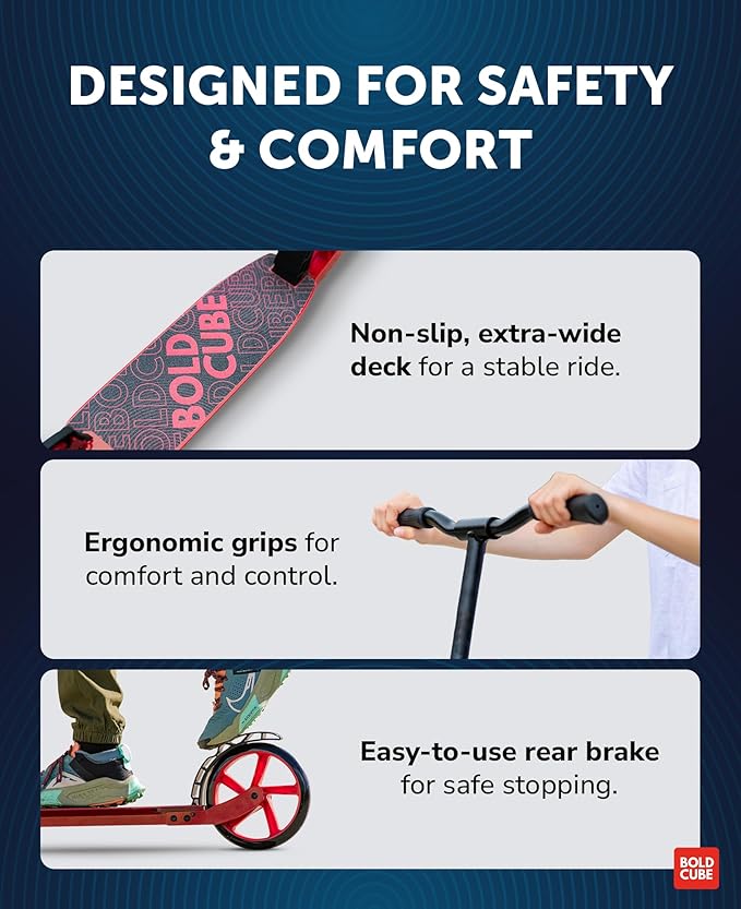 Big 2 Wheeler | Scooter for Kids & Teens Ages 7+ Years | Play & Commute | Front Suspension Fit with 200MM Wheels | Height Adjustable 86 to 111 cm