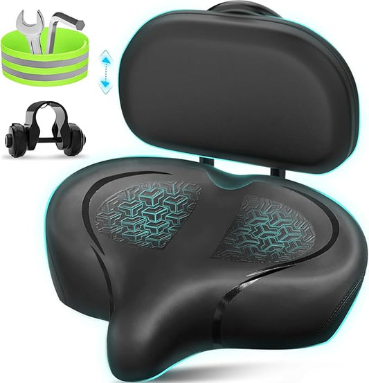 2024 New Noseless Bike Seat Cushion for Men & Women - Extra Padding & Comfort Wide Bicycle Seat, Oversized Comfortable Saddle for Peloton Bikes, Exercise Bikes, Electric Bikes, Cruiser Bikes