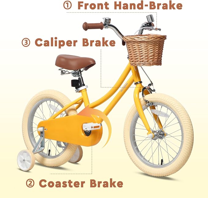 Petimini Girls Bike with Basket for 2-12 Years Old Kids, 12 14 16 18 20 Inch Bicycle with Bell Training Wheels Basket, Multiple Colors