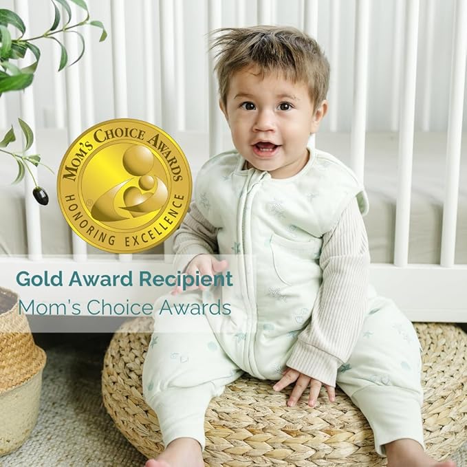 Tealbee Dreamsuit Toddler Sleep Sack with Feet – Walker Sleep Bag with Legs, Rayon made from Bamboo, Winter 1.5 TOG, 2-Way Zipper, 12m-2T - Seashell