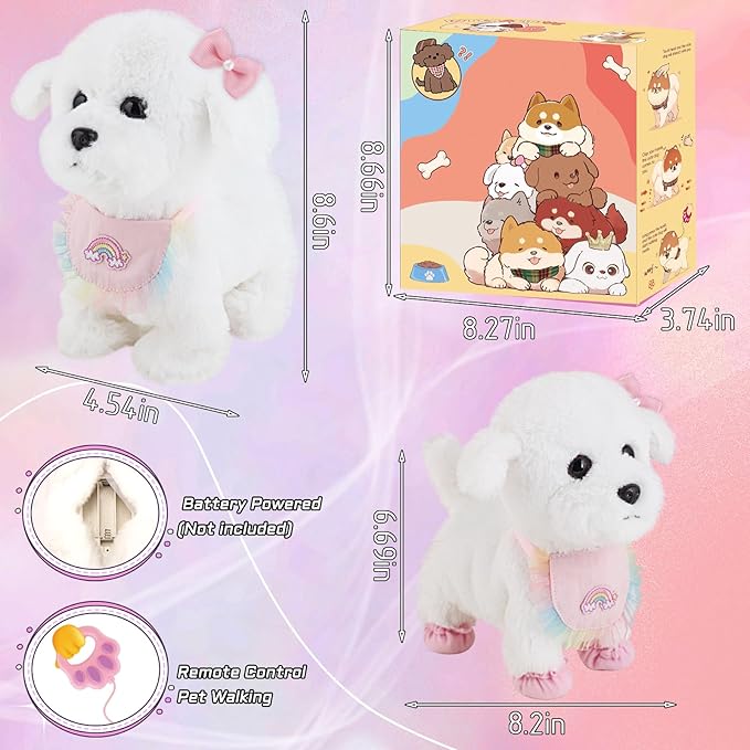 Puppy Toys for Kids, Toy Dogs That Walk and Bark, Walking Dog Toy for Kids with Leash, Interactive Stuffed Puppy with Remote Control, for Girls and Boys Aged 3-7 Year Old