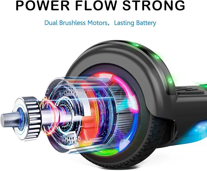 LIEAGLE Hoverboard, 6.5" Self Balancing Scooter Hover Board with Bluetooth Wheels LED Lights for Kids Adults