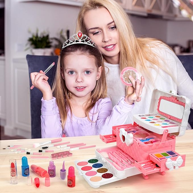 Kids Washable Makeup Kit Girl Toys for Gifts, Teensymic Toys for Girls Princess Birthday Gift Play Make Up Toys for Girls Toys Age 4 -12
