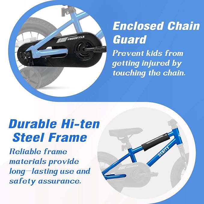 12 14 16 18 Inch Kids Bike BMX Style Bicycle with Training Wheels Coaster Brake for 2-10 Years Old Toddlers Boys Girls Multiple Colors