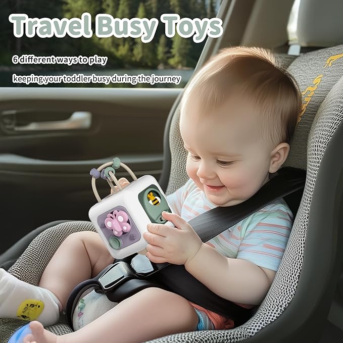 Baby Busy Board Cube, Toys for Boy Girl, Montessori Travel Toys for Toddlers, Learning Fine Motor Skills| Birthday Gifts for Infant Boys Girls
