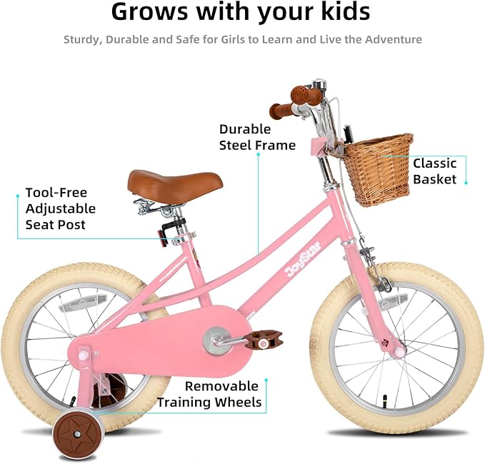 JOYSTAR Girls Bike for 2-12 Years Old Toddlers and Kids, 12" 14" 16" 18“ Retro Style Kids Bike with Training Wheels, 20 Inch Children Bicycle with Kickstand