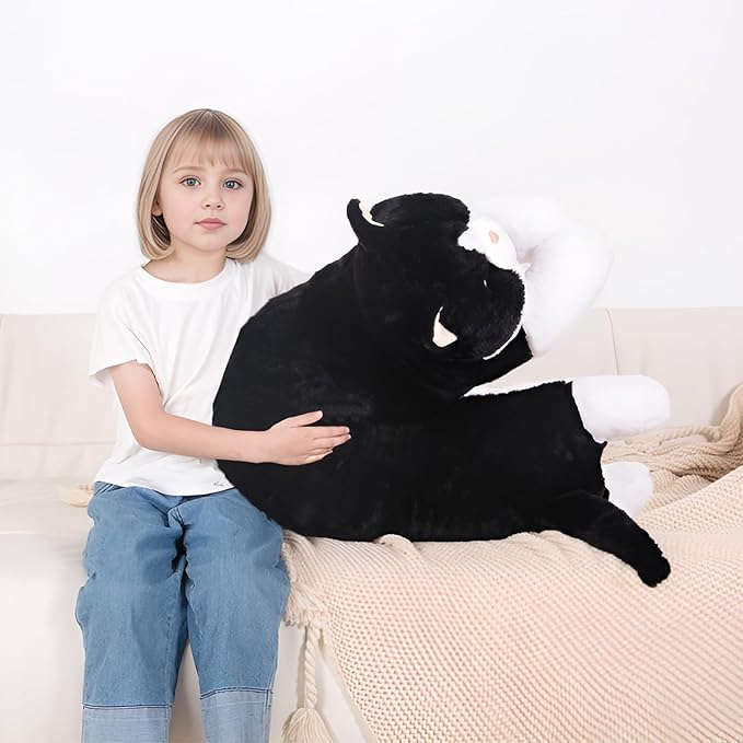 40'' Jumbo Cat Plush Stuffed Animal, Large Black Cat Long Body Pillow Plush Toy, Giant Soft Fluffy Kitty Cat Plushies Gift for Kids Boys Girls, Birthday, Halloween, Christmas