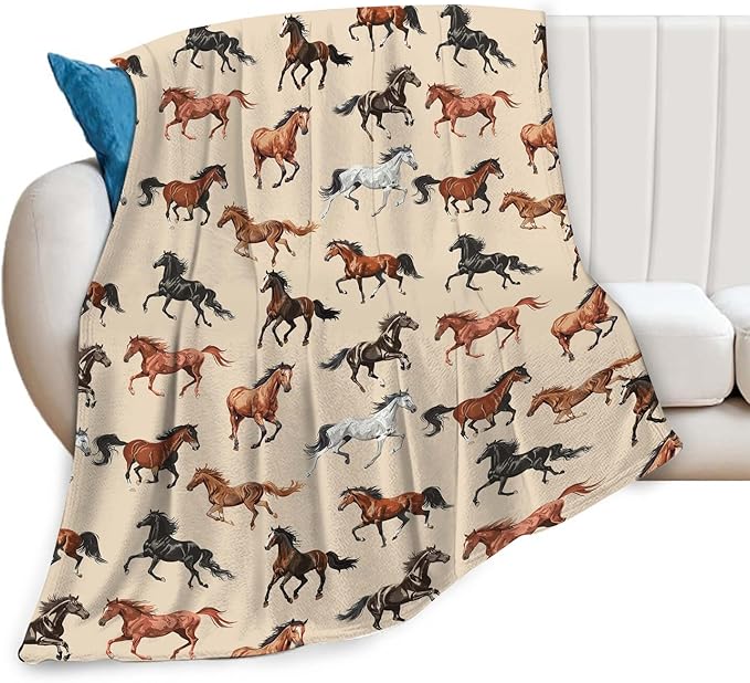 Horse Blanket Horse Throw Blanket Gifts for Girls Boys Kids Adults Women Men Super Soft Cozy Plush Fluffy Fuzzy Fleece Blanket Home Decor 40''X50''