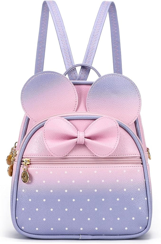 KL928 Girls Mini Backpack Bowknot Polka Dot Cute Small Daypacks Convertible Shoulder Bag Purse for Women