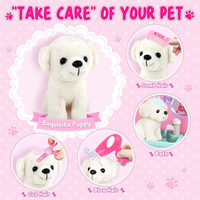 Girl Toys Gifts for 2 3 4 5 6 Years Old, Toddler Girl Toys, Pet Care Pretend Doctor Set Toys for Kids, Doctor kit for Toddlers 1-3 3-5, Kids Doctors Play Set with Plush Puppy Toy&Storage Backpack