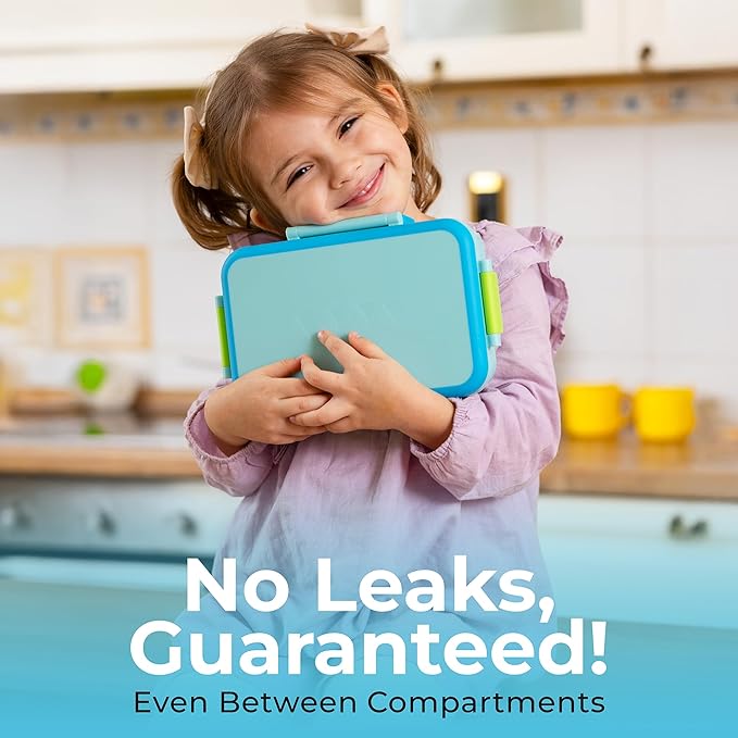 ovve® Ultimate Kids Bento Box & Cutlery Set - Leakproof Lunch Box for Kids with Interchangeable Inserts, BPA-Free, Dishwasher & Microwave Safe - Lunch Containers for School & Preschool (Blue)