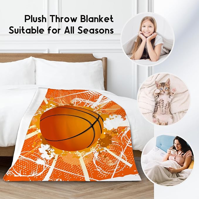 Basketball Blanket for Girls, Basketball Gifts for Girls, Sport Throw Blankets for Team Daughter & Her, Kids Throws for Living Room Home Decor (60x80 Inch)