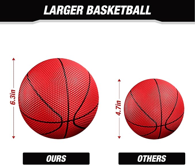 2 Player Basketball Game, Dual Shot Over The Door Mini Basketball Hoop Indoor with Scoreboard & LED, Basketball Toy Gifts for Kids Boys Girls Adults, Suit for Bedroom/Office/Outdoor/Pool, Black