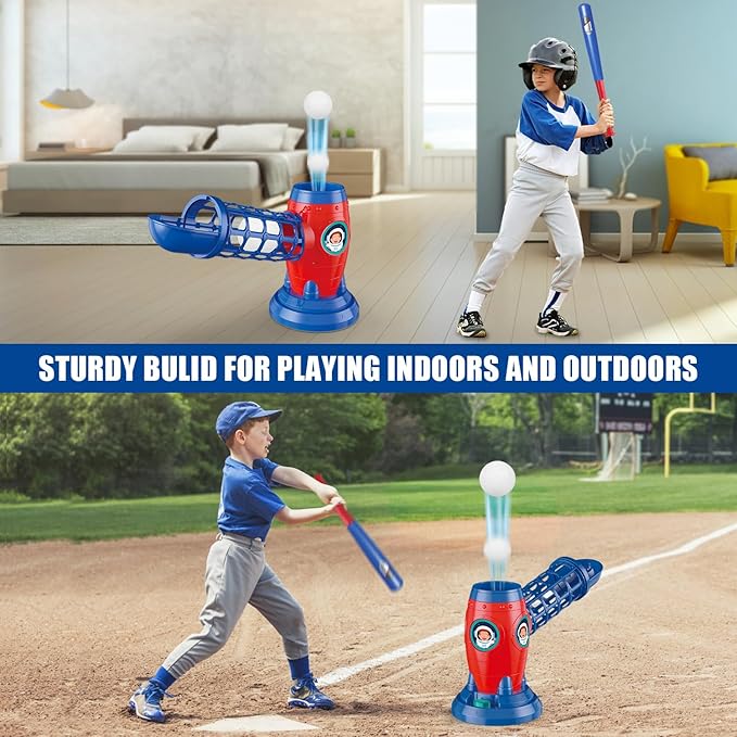 Baseball Set RC Pitching Machine with Plastic Baseball Bat for Toddler Kids Sports & Outdoors Toys - Training Equipment & Batting Practice Toys Gifts for Youth Boys & Girls