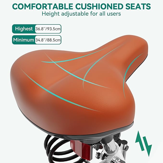 YITAHOME 24 & 26 Inch Beach Cruiser Bike, 7 Speed & Single Speed Commute Bike, Step-Through Bicycle for Adult Women & Men, Steel Frame Cruiser Bike with Full Front & Rear Fenders