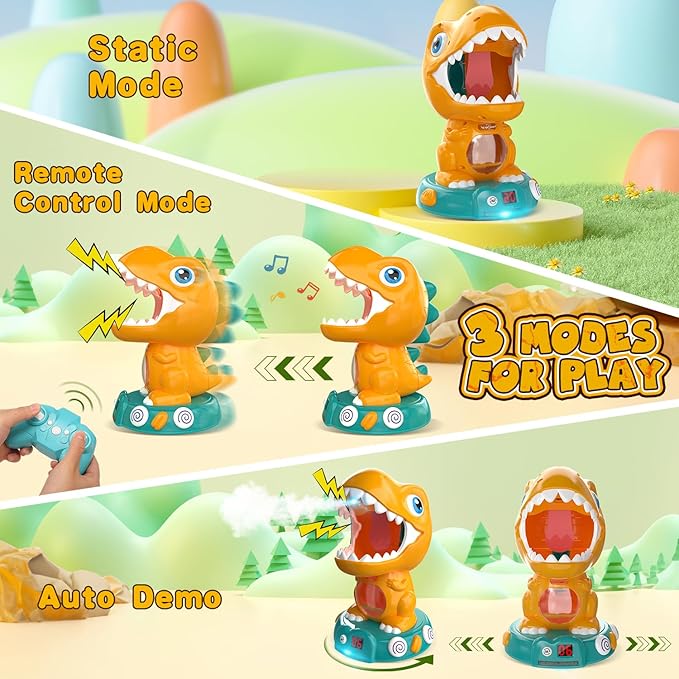 EagleStone Remote Control Dinosaur Shooting Toys for Kids 3-5 5-7 8-12, Electronic Dino Shooting Target Game with Spay, Auto Scoring, Light &Roar, 3 4 5 6 7 Year Old Boy Birthday Gift Party Favor