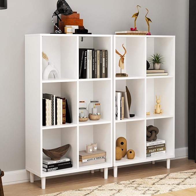 6 Cube Storage Organizer | White Bookshelf|Tall Bookshelf | -Cubic Storage Cabinet（Storing Books,Toys & More(Easy to Install）