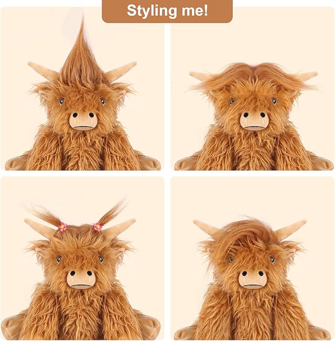 Heatable & Coolable Highland Cow Stuffed Animals Plushie, Microwavable Heating Pad for Soothing & Relaxation, Lavender Scented Cattle Plush Toys for Stress Relief, Stuffed Cow Gifts